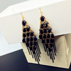 New fashion waterdrop crystal Bohemian style tassel peacock earrings