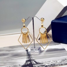 New fashion style stick bar metal rhombus diamond earrings gold plated