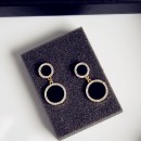 New fashion style night club rhinestone gold plated round black acrylic stud earrings