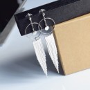 New fashion style round slice circle metal tassel earrings silver plated