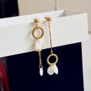 New fashion style white shell metal circle earrings gold plated for women