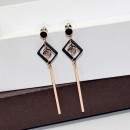 New fashion CZ personalized black frame dangling stick bar drop earrings