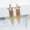 Fashion jewelry supplier wholesale gold plated rhinestone star tassel earrings for woman