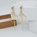 New fashion bar circle star crystal earrings anti-allergic dangling loop earrings