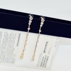 New fashion style high quality long cubic zirconia shining gold earrings