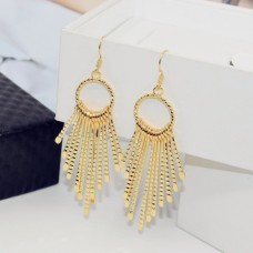 New fashion style stick bar metal circle tassel earrings gold plated