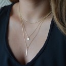 Fashion 3 layers round chip stick clavicular necklace hot sale jewelry gift for women