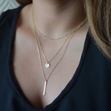 Fashion 3 layers round chip stick clavicular necklace hot sale jewelry gift for women