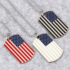 USA flag pendant American soldier necklace alloy enamel name tag pendant unisex